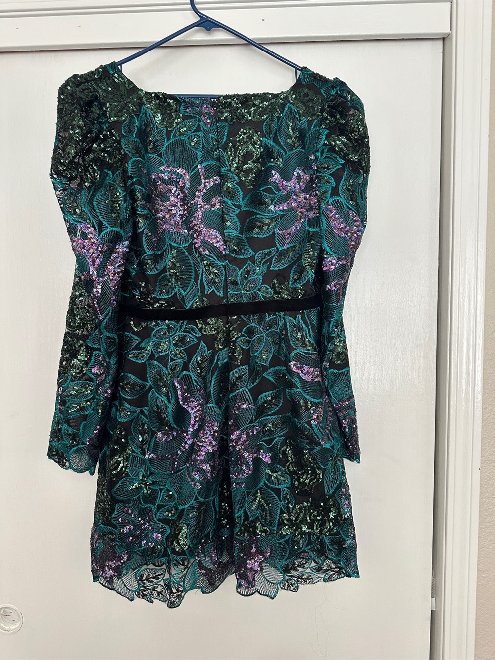 HELSI Teal & Purple Floral Lace Long-Sleeve Dress - Picture 2 of 3